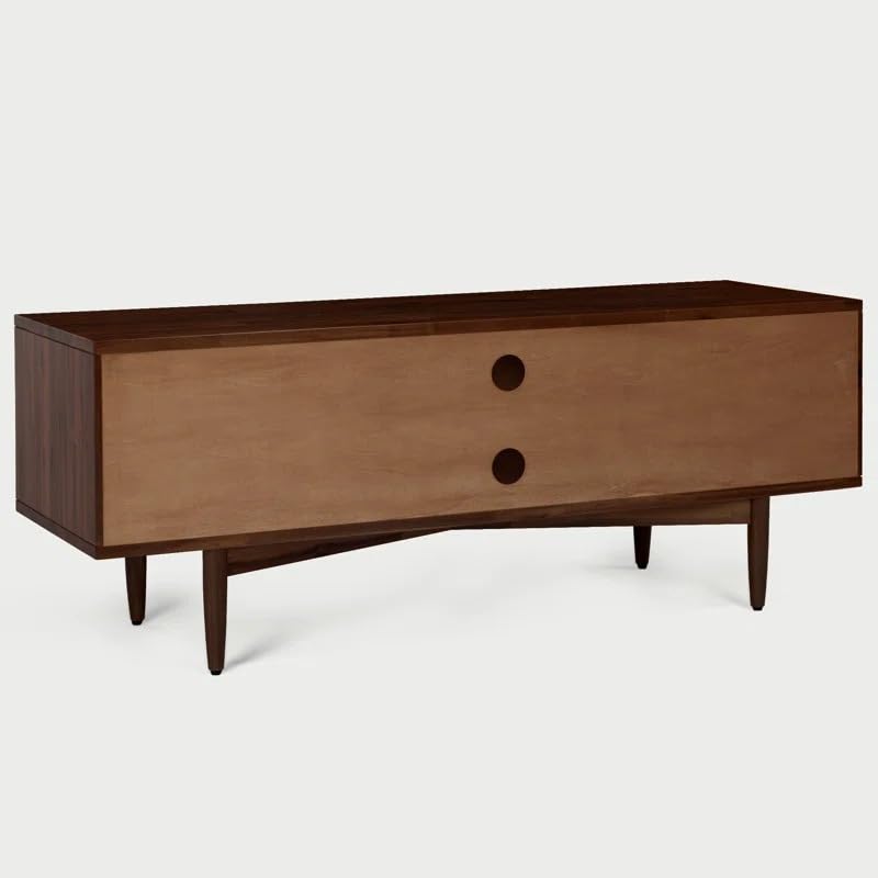 Image of MISAN Modern TV Table | Solid Sheesham Wood Sideboard TV Unit for Living Room, Bedroom, Office Furniture Stand | Wooden Free Standing Entertainment Unit Side Board Table with Storage (D-Walnut)