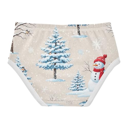 Cute Snowman Cotton Toddler Underwear, Girls' Cotton Brief Underwear, 2T–8 Years2