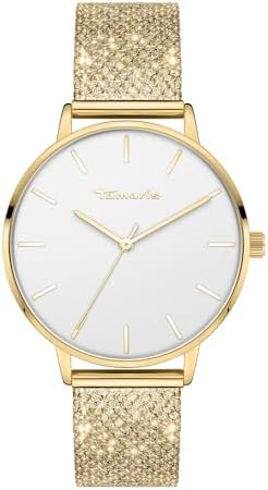 Tamaris Armbanduhr Damen Quarzuhr Analog 36mm, mit Edelstahl Armband, Glitzer, 3 ATM Wasserdicht