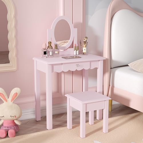HLR Kids Vanity, Girls Vanity Set with Mirror and...