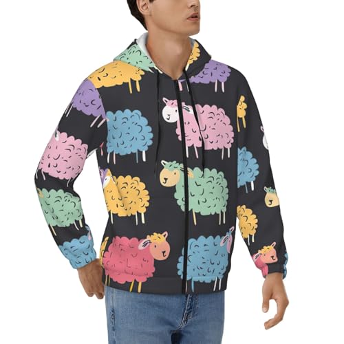 Sweat à fermeture éclair homme mouton imprimé sweat-shirt épais S-3XL