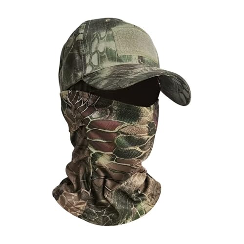 Breathable Face Mask Camo Baseball Cap Set,with Cooling Sun Uv Neck Gaiter with Adjustable Hat Hiking Outdoor Cover Up Scarf Sleeves for Women