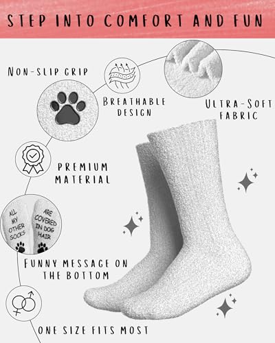 Image of Cavertin Fuzzy Dog Socks with Gift Packaging, Dog Gifts for Women & Men, Funny Socks, Fluffy Dog Mom Gifts