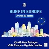 Wifi.se eSIM für Europa – 5G-Datenroaming-SIM für Europa und UK – 100 GB Highspeed-Daten für 30 Tage – Flexible Aktivierung nach Lieferung