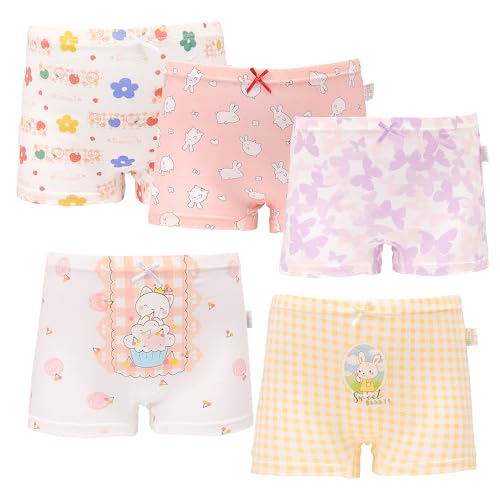 Ruby&Tang Girls Underwear Soft Cool Breathable Kids Boxer Briefs Panties 4t 5t(Pack of 5