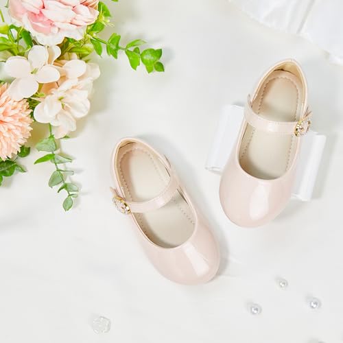 Image of PHIRAMIN Toddler Flower Girl Dress Shoes - Little Girl Mary Janes Flats Wedding