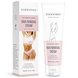 Evervines Hair Removal Cream for Women: Bikini Line Intimate Area Depilatory for Face Legs and Underarms - Gentle Formula for Home and Travel Use - Includes Scraper (4.2oz)