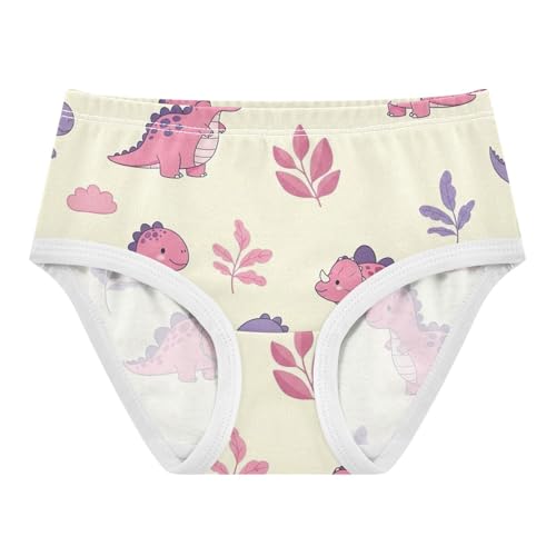 Toddler Girl Panties, Cute Purple Cartoon Dinosaurs Girls' Cotton Brief Underwear, 2–8 Years