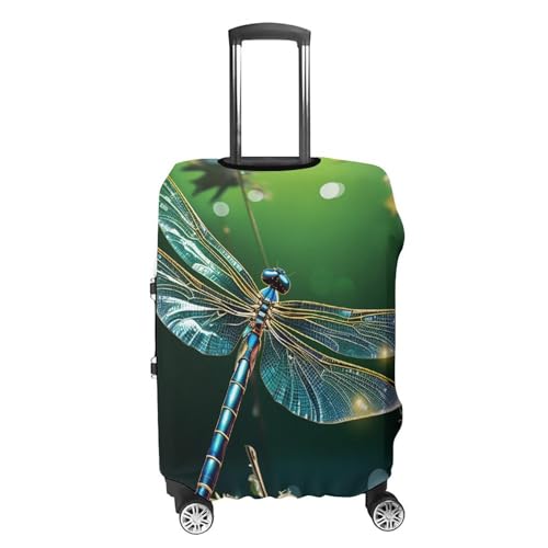 Dragonfly Green Luggage Cover, Washable Elastic Suitcase Cover Protector Fit 18-32 Inch Luggage4