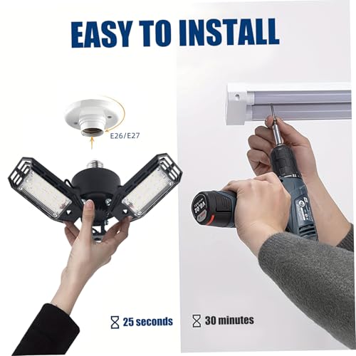 Luces de techo LED para garaje 6500K con rosca E26 E27 y tres paneles regulables 4