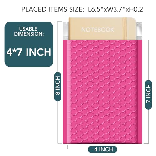 Image of Metronic Hot Pink Bubble Mailers 4x8 Inch 50 Pack Small Padded Envelopes