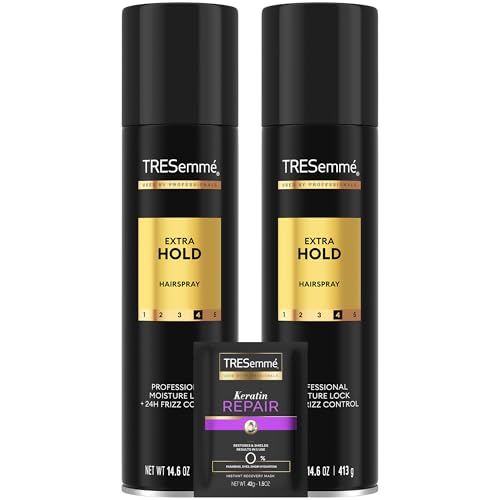 TRESemmé Hairspray, Extra Hold, 2-Pack, Moisturizing Hair Spray, 24H Frizz Control + Keratin Repair Mask (3 Piece Set)