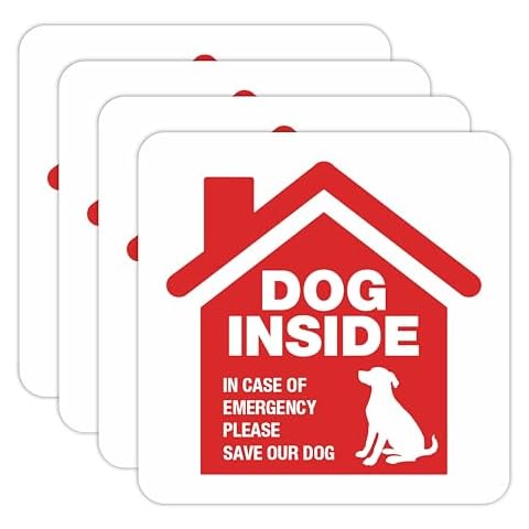 Sticky Expressions | Dog Inside Sticker (4 Pack), Size 3.5x3.5 – Durable, Waterproof, Strong Adhesive Sticker for Your Pet Safety in Emergencies Cover