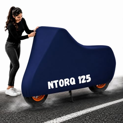 Image of Powerfull Scooty Body Cover for Ntorq 125 Dustproof Scratchproof - 100% Waterproof Ntorq 125 Cover for Two Wheeler, Outdoor Full Motorcycle Cover with UV, Duty, Rain Protection - Blue