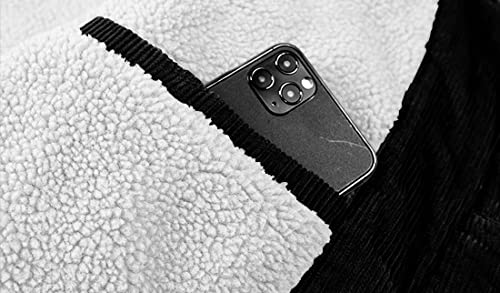 Utcoco Men's Vintage Fleece Sherpa Lined Corduroy Denim Trucker Jackets Lapel Button Down Thickened Winter Coats (Xl, Black) #TOP2