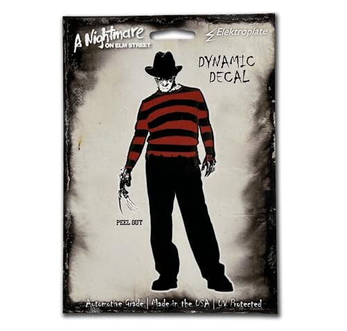 Image of Elektroplate Freddy Krueger Dynamic Car Decal 5.2 inch | Officially Licensed Nightmare on Elm Street, Weatherproof Automotive Grade Vinyl Sticker for Water Bottle, Laptop & More