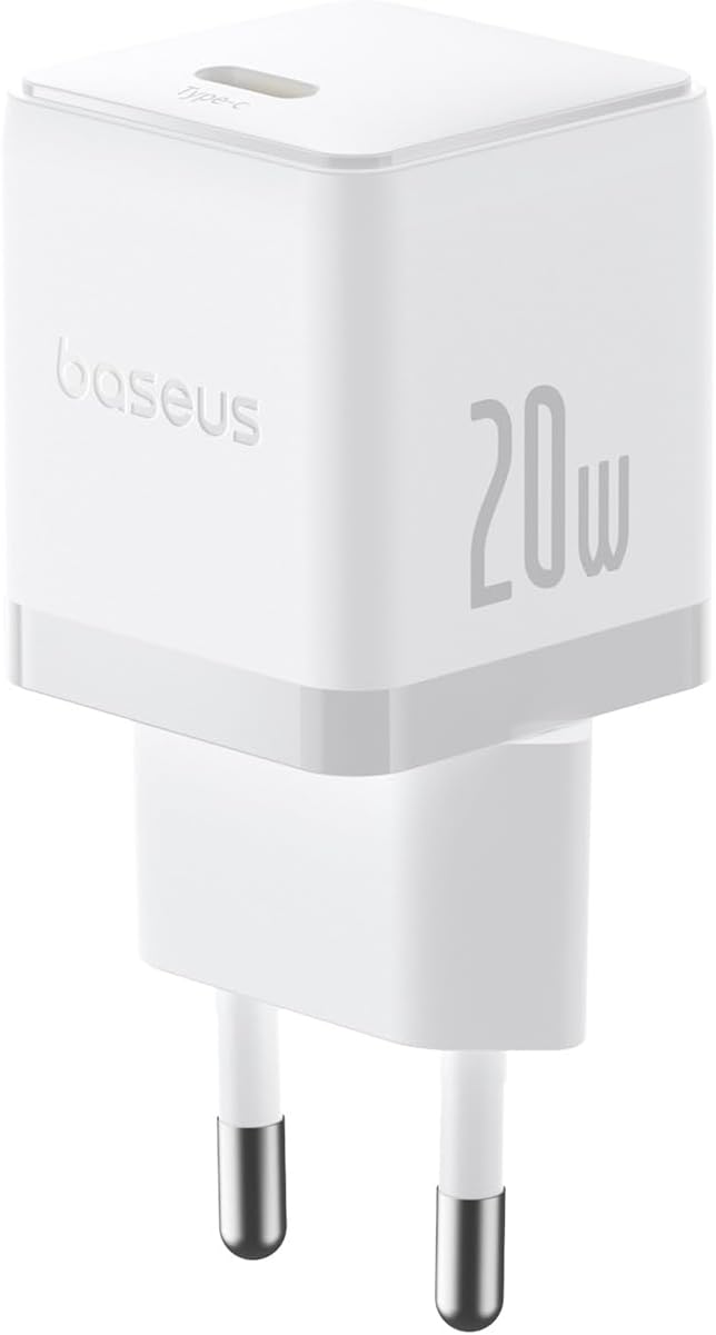 Baseus 20W Hızlı Şarj Cihazı, Palm 1C USB-C Duvar Adaptörü, BCT Soğutma Teknolojisi ve Akıllı Çip Koruması, Kompakt Şarj Başlığı, Beyaz