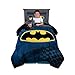 Franco Kids Bedding Super Soft Comforter with Sheets and Plush Cuddle Pillow Set, 5 Piece Twin Size, Batman
