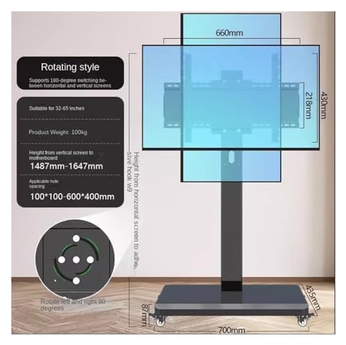 Soporte móvil para TV con ruedas ajustable en altura miniatura 2