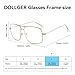 Dollger Classic Glasses Clear Lens Non Prescription Metal Frame Eyewear Men Women Gold