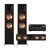 Klipsch Reference Premiere RP-8000F II 3.0.0 Premium Home Theater Speaker System with one RP-504C II Center Channel in Ebony with Onkyo TX-NR6100 7.2 Channel THX Certified Network AV Receiver
