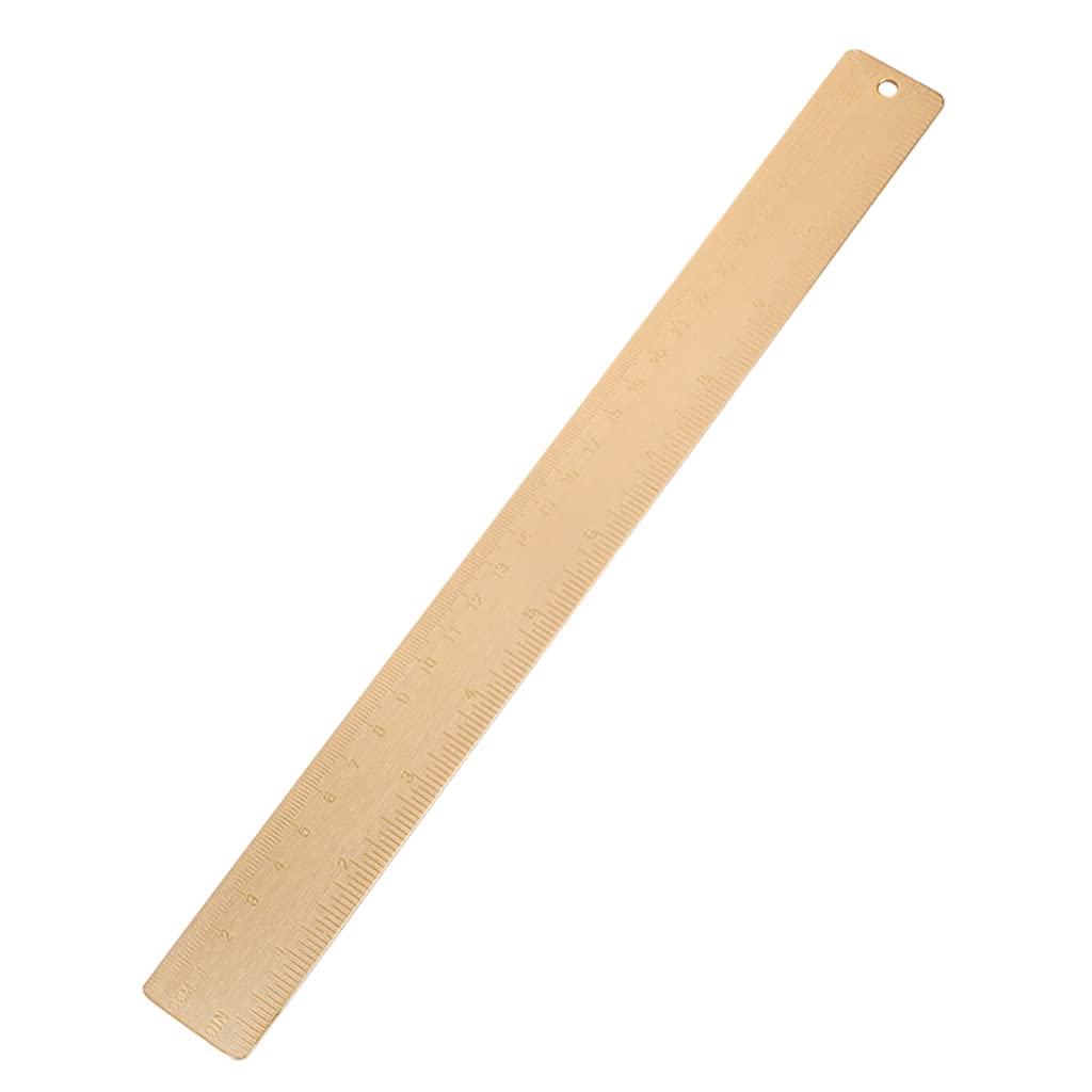 NIHENHAO 12"/30cm Brass Ruler Geometry Math Measuring Tool for Woodwork Marker Locator tects H65 Brass