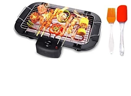 TOMdoxx Barbeque Grill With Spatula & Oil Brush Sticks Electric Smokeless Indoor/Outdoor 2000W Grill Portable Adjustable Temperature Control Removable Water Filled Drip Tray (Black)-image-19
