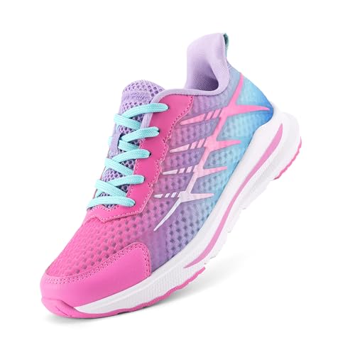 DREAM PAIRS Turnschuhe Jungen Mädchen Hallenschuhe Unsex Sportschuhe Kinder Sneaker Junge Stoßdämpfend Atmungsaktiv Geeignet für Laufen Freizeit Alltag Size 31 Purpur Rosa KKUMRS2509
