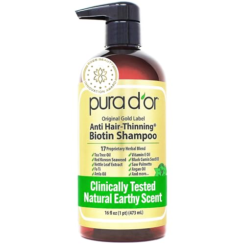 PURA D'OR Original Gold Label Anti-Thinning Shampoo - CLINICALLY TESTED - Biotin & Argan Oil –...