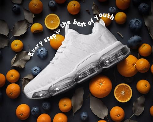 Image of Womens Air Cushion Running Shoes Walking Jogging Fitness Gym Fashion Sneakers Lace Up Casual Comfortable Work Tennis Sport Athletic Trainers