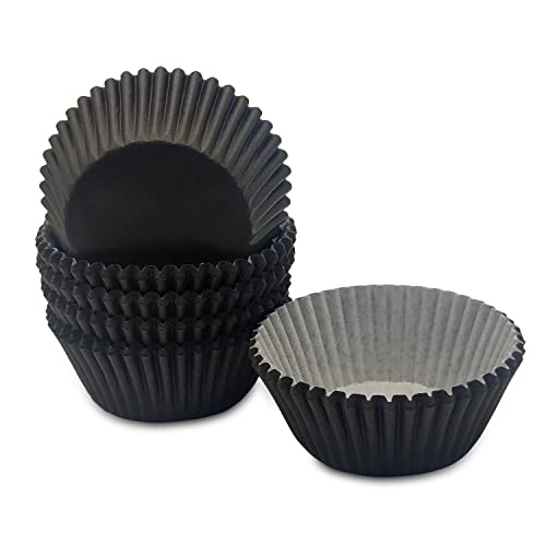Image of Standard Baking Cups, Classic Black Greaseproof Festive Cupcake Liners, 150-count