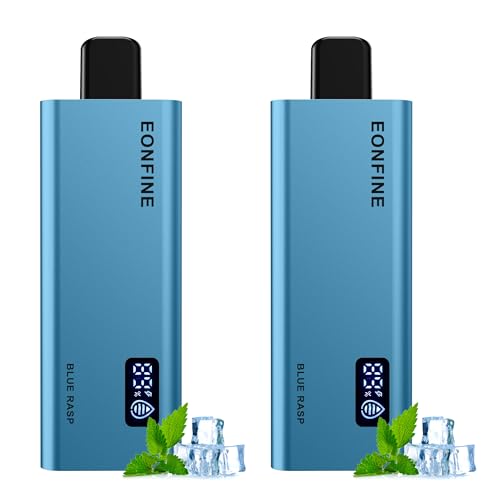 Eonfine 電子タバコ 使い捨て 煙の量調節可能 シーシャ 薄型軽量 ベイプ 12000回吸引可能 vape LEDスクリーン付き 禁煙 爆煙 電子シーシャ 禁煙グッズ パイポ 水蒸気タバコ 電子たばこ ベイぷ本体 ニコチンなし ミントメンソール 2本
