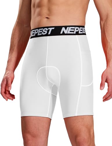 Image of Nepest Cycling Underwear for Men Bike Shorts 4D Padded Anti-Slip Leg Grips | Mountain Bike Liner with Padding, 4-Way Stretch, 2 Side Pockets, Moisture-Wicking, Breathable, Lightweight, Quick Dry, Biking
