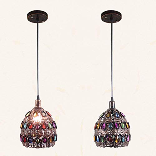 BHNUJBT Pendelleuchte Orient Laterne Pendellampe Bronze-Farbe E14 Fassung Orientalische Lampe Marokkanische Stil Design… – Bild 4