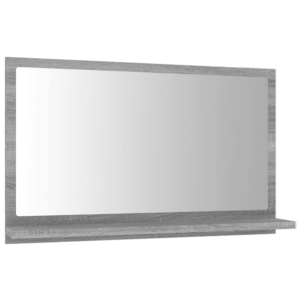 vidaXL Bathroom Mirror Home Washroom Furniture Decoration Wall-mounted Make up Cosmetic Vanity Wall Mirror Grey Sonoma Engineered Wood