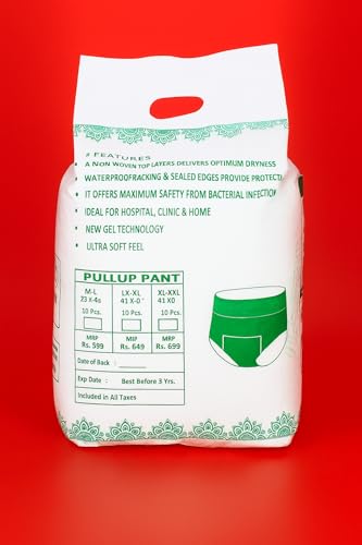 Image of Adult Diapers (Pull-Up Pant Diapers, M-L, Pack of 3)