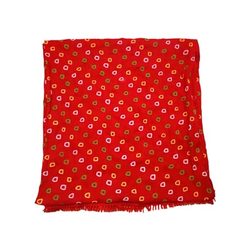 Image of Traditional Bandhani Red Chunni Dupatta for Women | Cotton, Bandhej Printed, Ethnic Festive & Casual Wear Stole, Length 2 mtr., Pack of 1