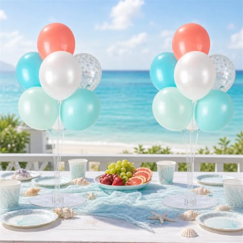 Image of Balloon Stand Kit - Balloon Stands with Base, Balloon Sticks, Decorations for Party Birthday Wedding Baby Shower Gender Reveal Graduation (7 Balloons Stand-4 Set)
