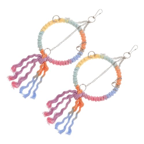 Abaodam 2pcs Bird Hammock Swing for Birds Durable Cotton Rope Chew Perch for Parakeets Canaries Finches Hanging Cage Accessories