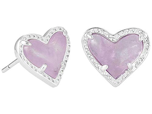 Kendra Scott Ari Heart Stud Earring In Silver-Plated Brass, Fashion Jewelry For Women, Amethyst #TOP4