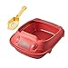 Gralara Semi Enclosed Cat Litter Box, High Sides with Scooper Cat Sand Box Portable Cat Sand Basin Deep Toilet Kitten Toilet for All Kinds of Cat Litter, Red 30x41x16cm