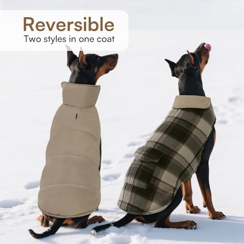 ASENKU Hundemantel für Kleine Hunde XS,Warme Hundemantel Winter, Fleece Hundejacke Reversible wasserdichte Winddichte Kalte Wetter Winterjacken & Wintermäntel mit Geschirr Loch