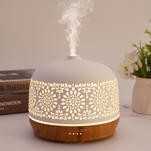 Vankarr Diffusore di Oli Essenziali 500ml Ultrasuoni Diffusore di Aroma, Aromaterapia diffusore per Ambienti Vaporizzatore Oli Essenziali