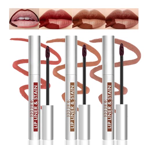 3 pezzi Peel Off Lip Liner Stain, Lip Stain Peel Off Matte Brown Lip Liner, Lip Liner Tattoo Highly Pigmented Lip Tint Stain