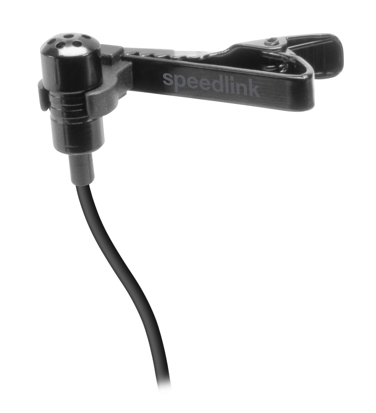 Speedlink SPES clip-on microphone with cable jack 3.5mm - Lavalier microphone with jack plug, clip-on microphone, detachable metal clip, noise cancellation, black