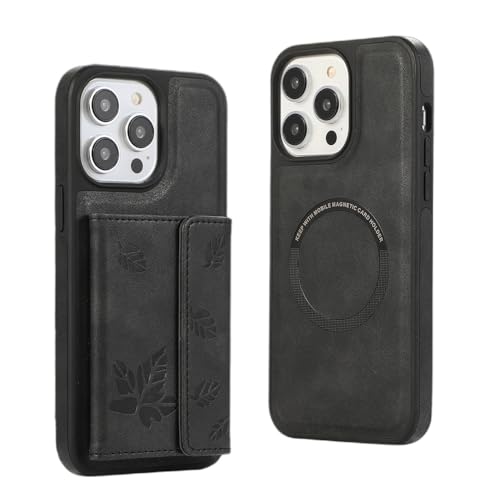Étui portefeuille amovible iPhone 14 Pro en cuir noir pour voyager léger