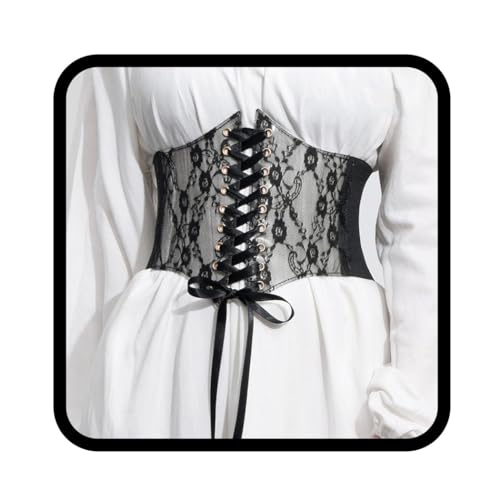 Asooll Vintage Lace Corset Belt Wide Elastic Waist Belt Party Club Prom Clothing Waist Corset for Women and Girls