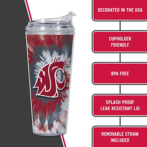 Image of Rico Industries NCAA Glitter 24oz Acrylic Glitter Tumbler with Hinged Lid, Officially Licensed Double Wall Tumbler with Straw