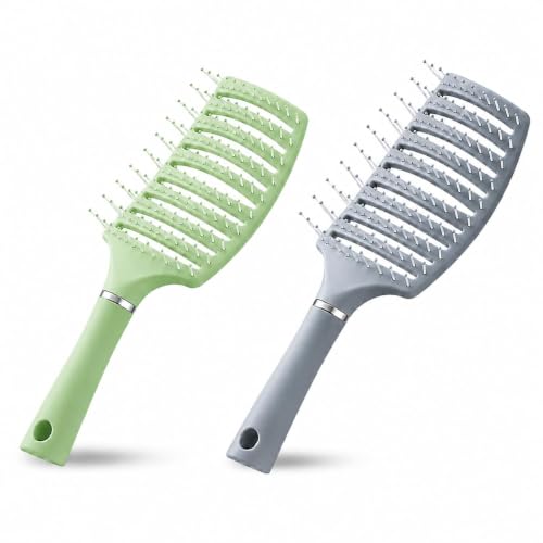 Image of Detangling Hair Brush for Wet & Dry Hair, Flexible Vented Styling Comb with Ball Tip Bristles for Curly, Wavy & Straight Hair, Scalp Massage Grooming Tool for Women Men Kids