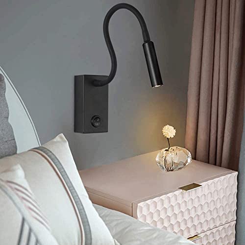 Foco de lectura de pared LED para evitar fatiga visual con brazo flexible negro 3